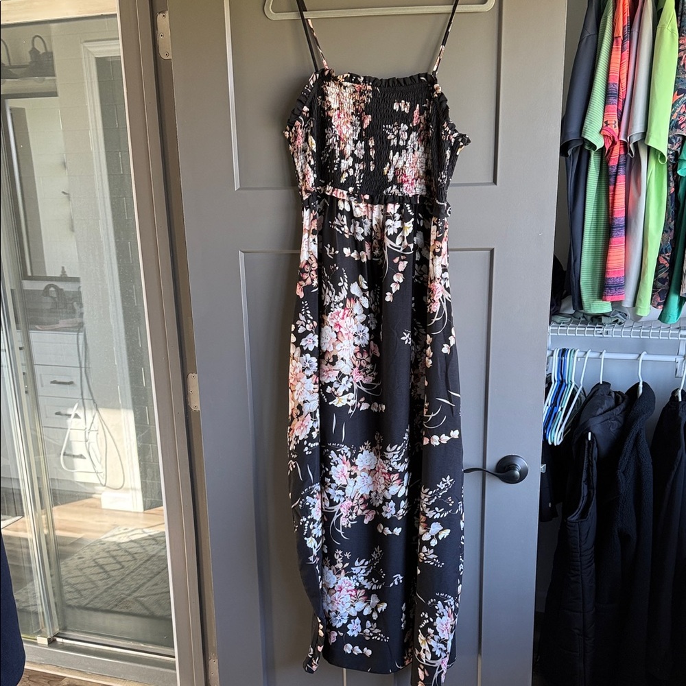 Cupshe Floral Maxi Dress - Black and Pink